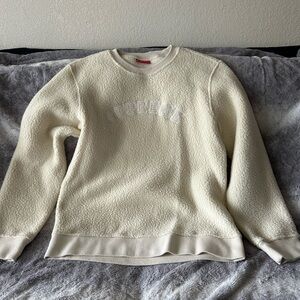 SUPREME polartec crewneck deep lined fleece cream pile F/W 17 size large Euc